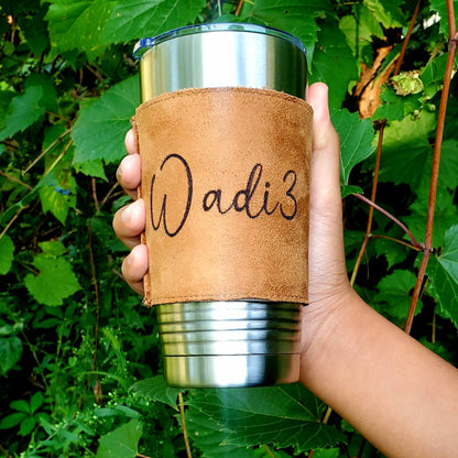 Tasse acier inoxydable et cuir