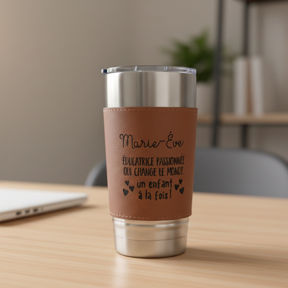 Tasse acier inoxydable et cuir