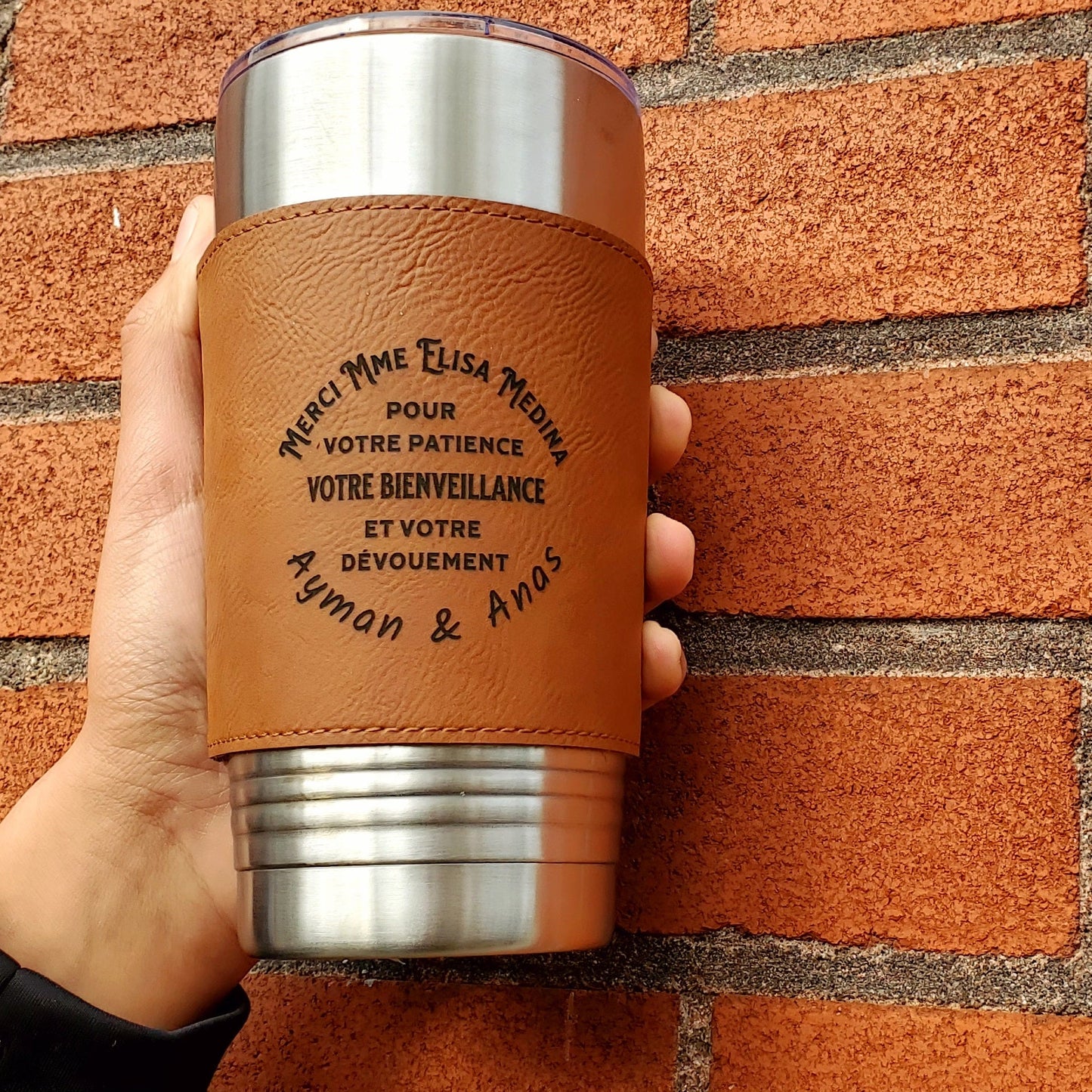 Tasse acier inoxydable et cuir