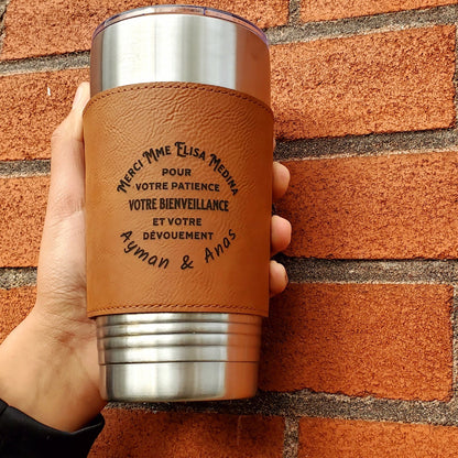 Tasse acier inoxydable et cuir