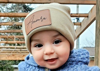Tuque en tricot /cuir