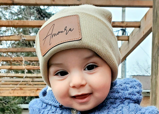 Tuque en tricot /cuir