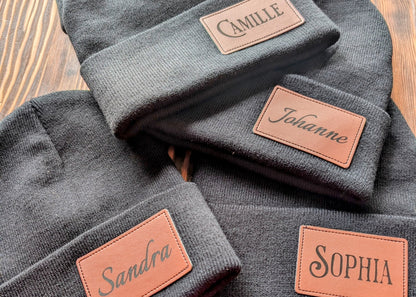 Tuque en tricot /cuir