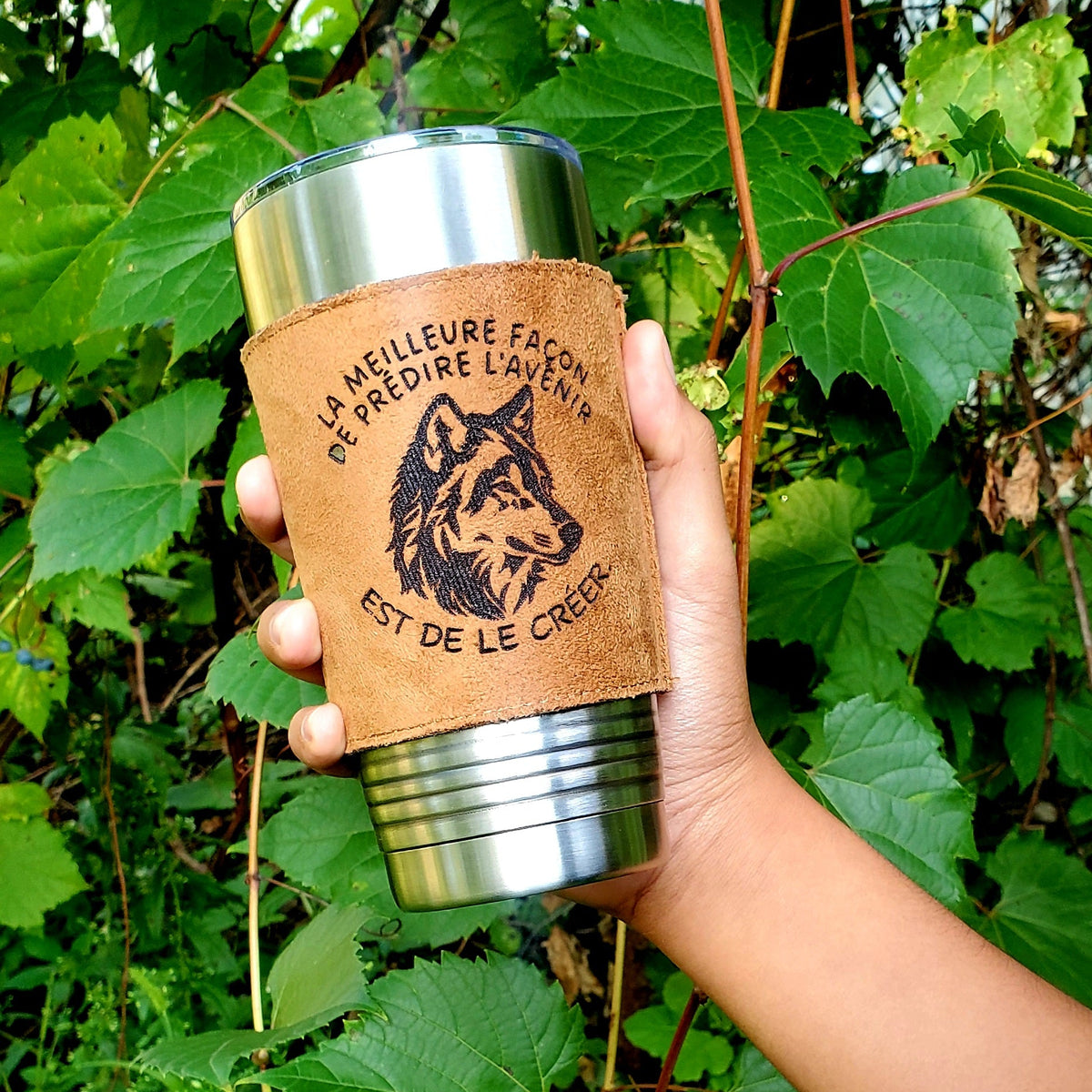 Tasse acier inoxydable et cuir