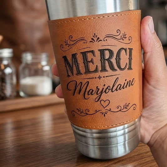 Tasse acier inoxydable et cuir