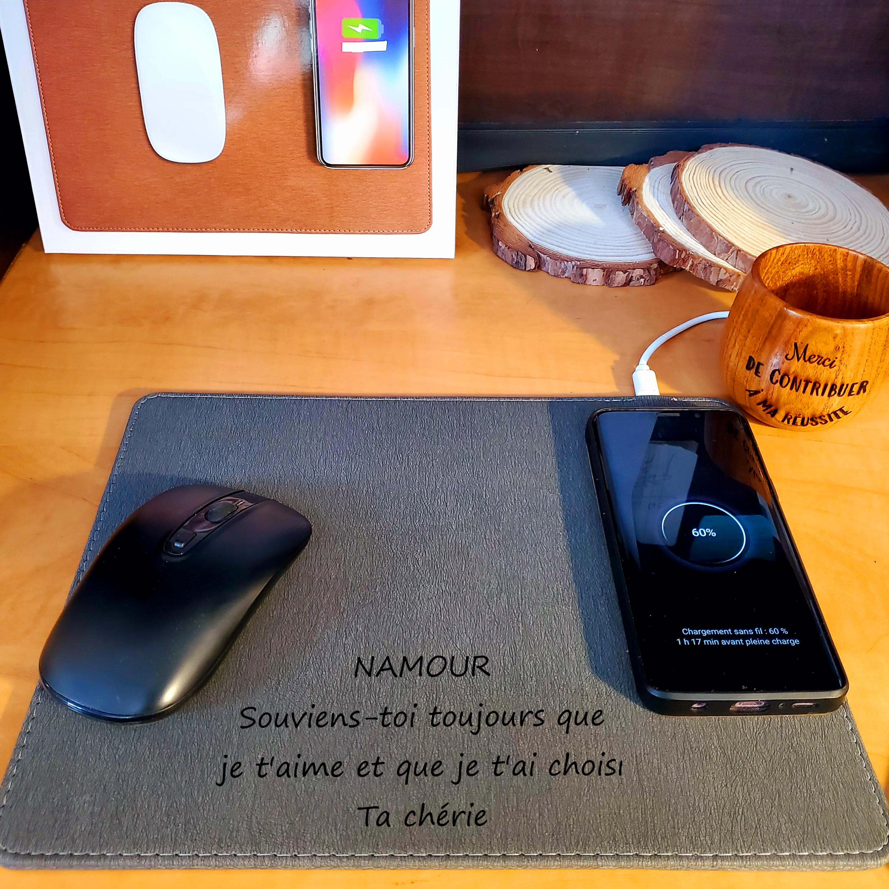 Tapis de souri avec chargeur sans fil personnalisé