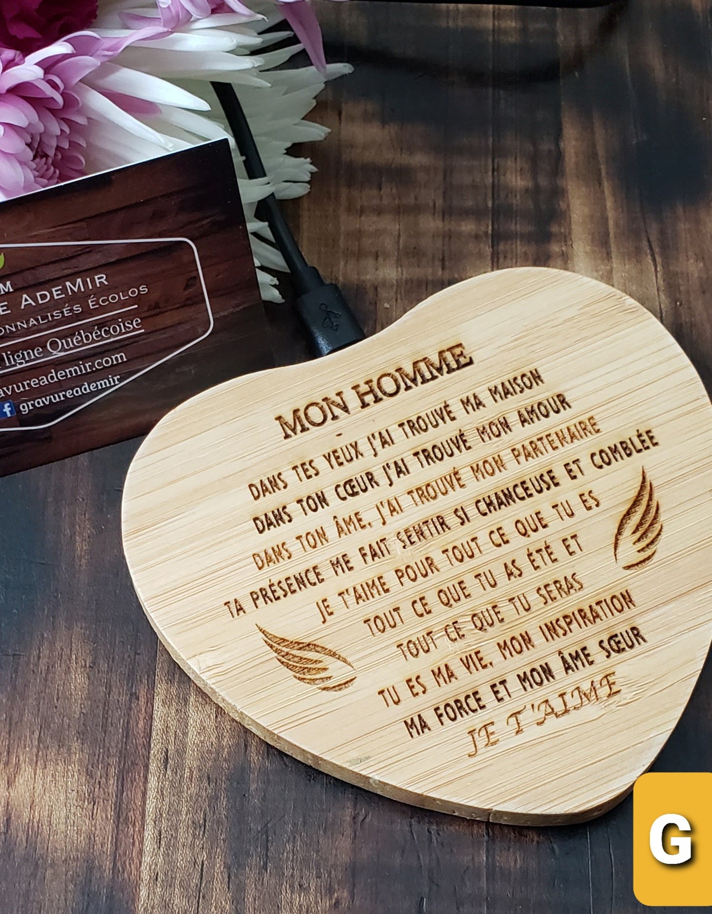 Chargeur sans fil en bamboo