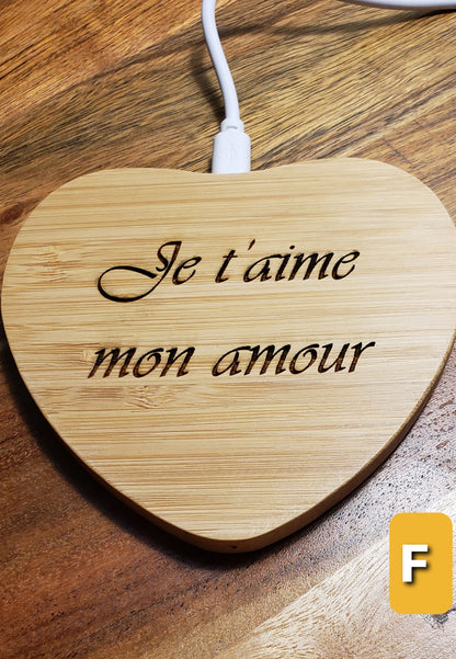 Chargeur sans fil en bamboo