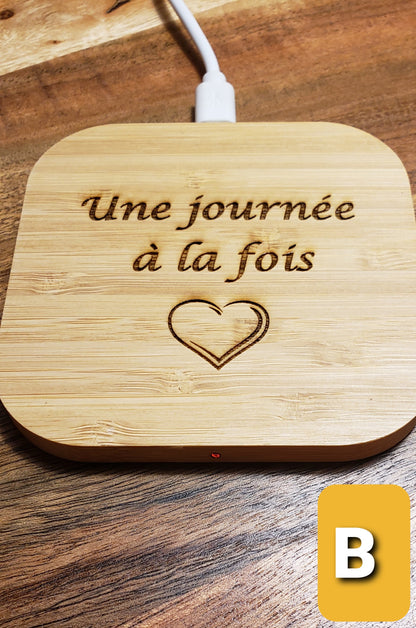 Chargeur sans fil en bamboo