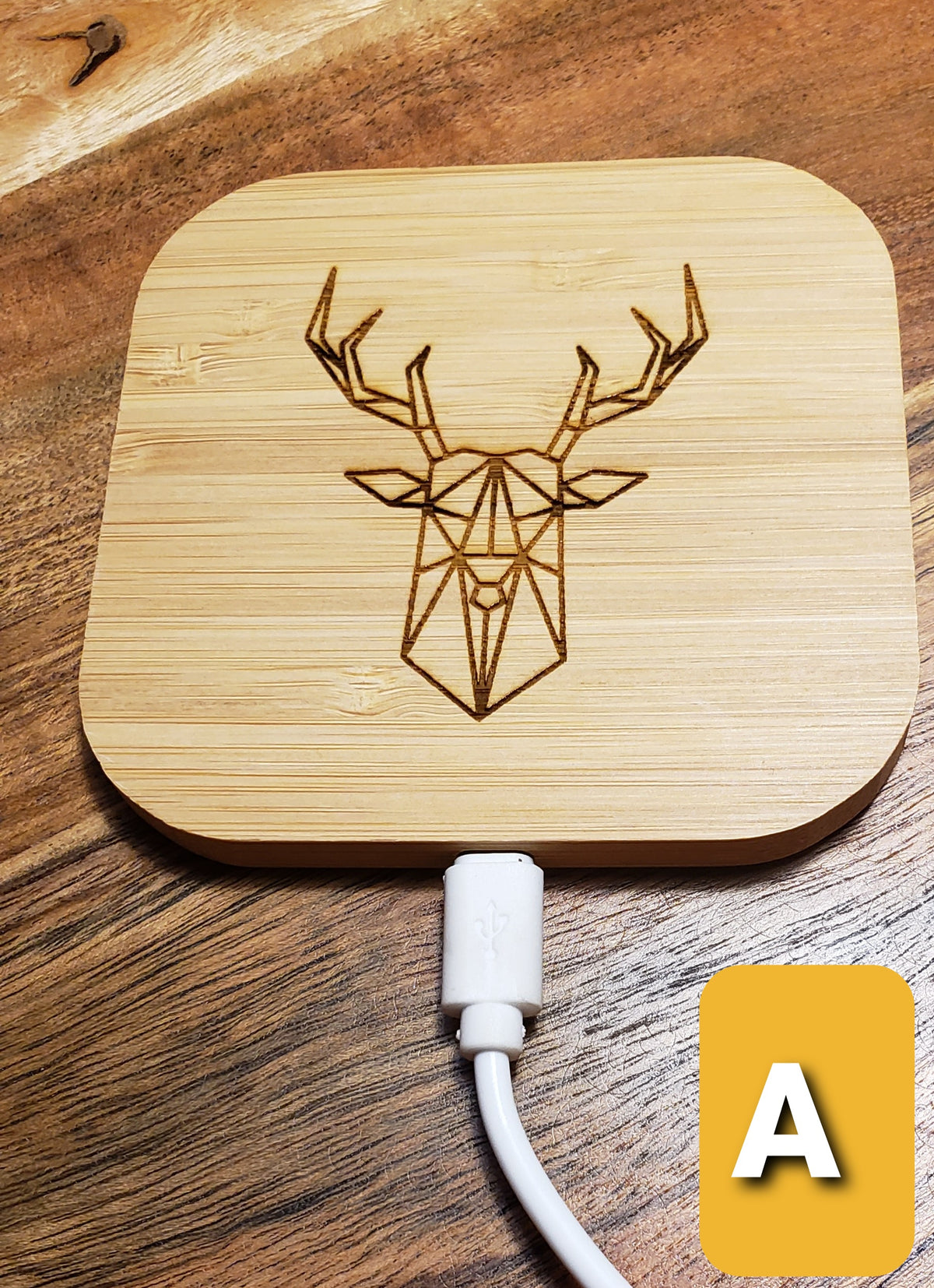 Chargeur sans fil en bamboo