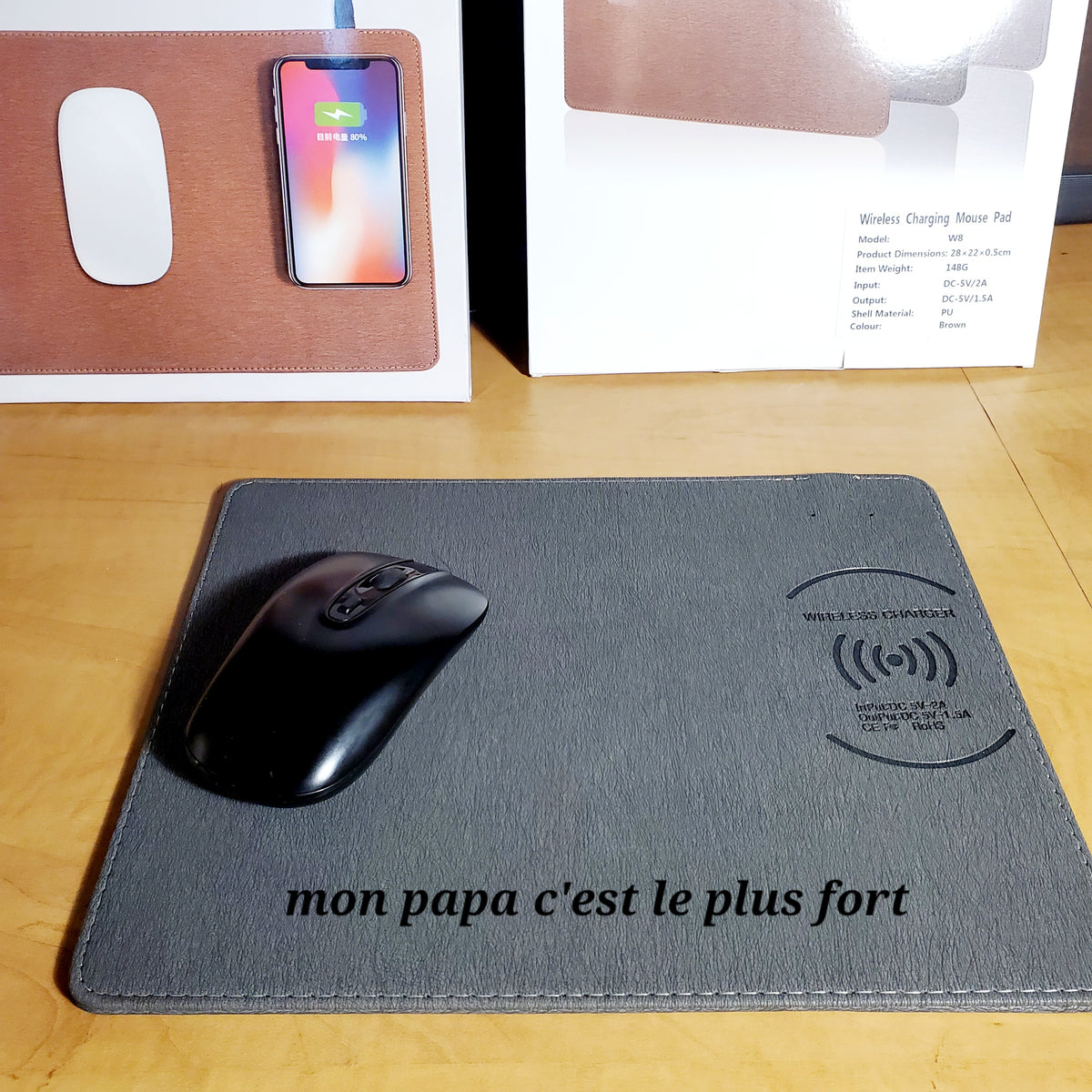 Tapis de souri avec chargeur sans fil