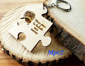 Porte-clé puzzle personnalisé en bois Cadeau amoureux